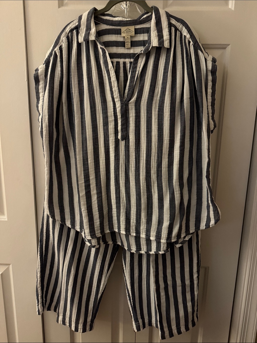 St. John's Bay Navy & White Vertical Stripe Kids Pajama Set